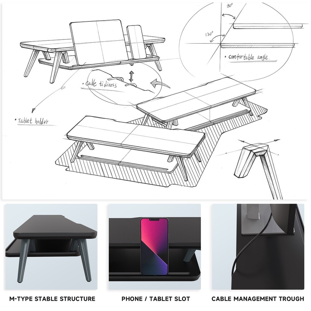 Fenge Monitor Stand  23.6 Inch 2 Tiers Monitor Stands Riser