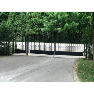 ALEKO Venice Style 18 ft. x 6 ft. Black Steel Dual Driveway Fence Gate DG18VEND-HD