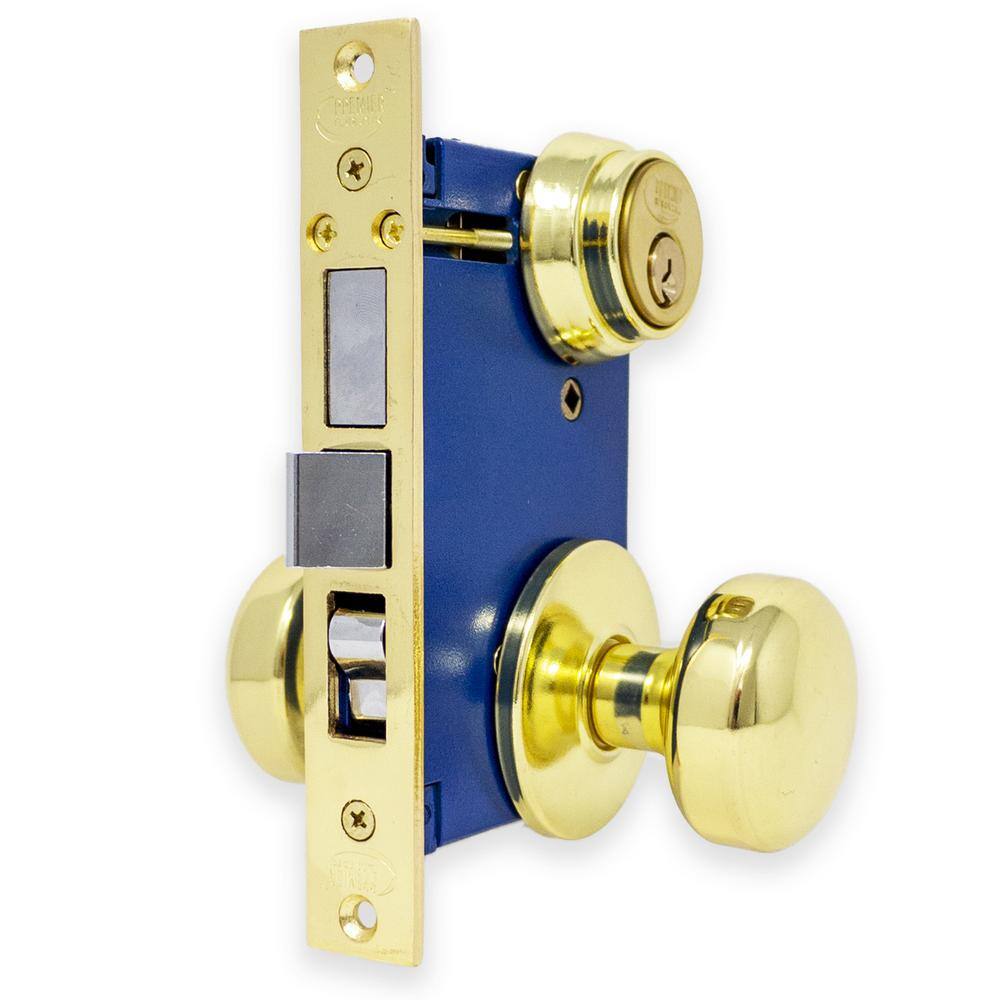 Premier Lock Brass Mortise Entry Gate Right Hand Door Lock Set with 2.5 in. Backset and 2 SC1 Keys MRG01