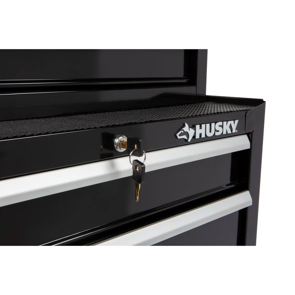 Husky 26.5 in. W x 18 in. D Standard Duty 4-Drawer Rolling Tool Cabinet in Gloss Black HKST98066BK