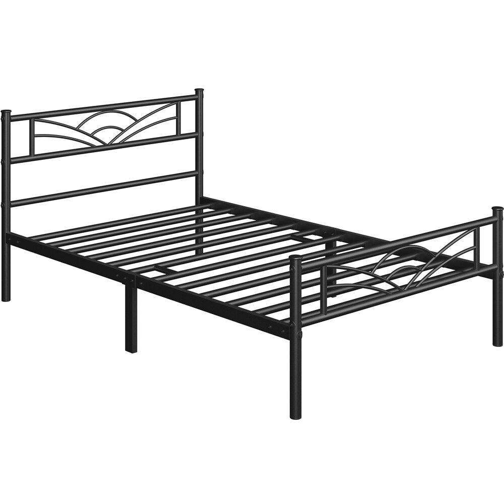 Yaheetech Metal Platform Bed Frame with Underbed Storage Bed Frame with Cloud inspired Design Headboard