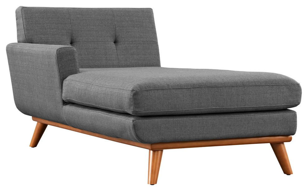 Giannie Gray Left Facing Upholstered Fabric Chaise   Midcentury   Indoor Chaise Lounge Chairs   by Virgil Stanis Design  Houzz