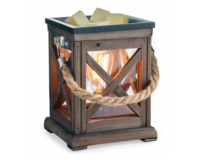 Candle Warmer Etc. Walnut  Rope Vintage Bulb Illumiation Fragrance Warmer - EBWRP