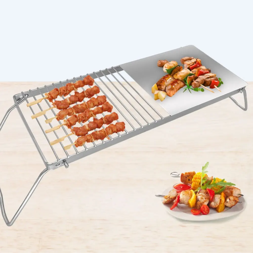 Factory Price Folding Convenient Stainless Steel 2In1 Camping Outdoor Barbecue Rack Grill