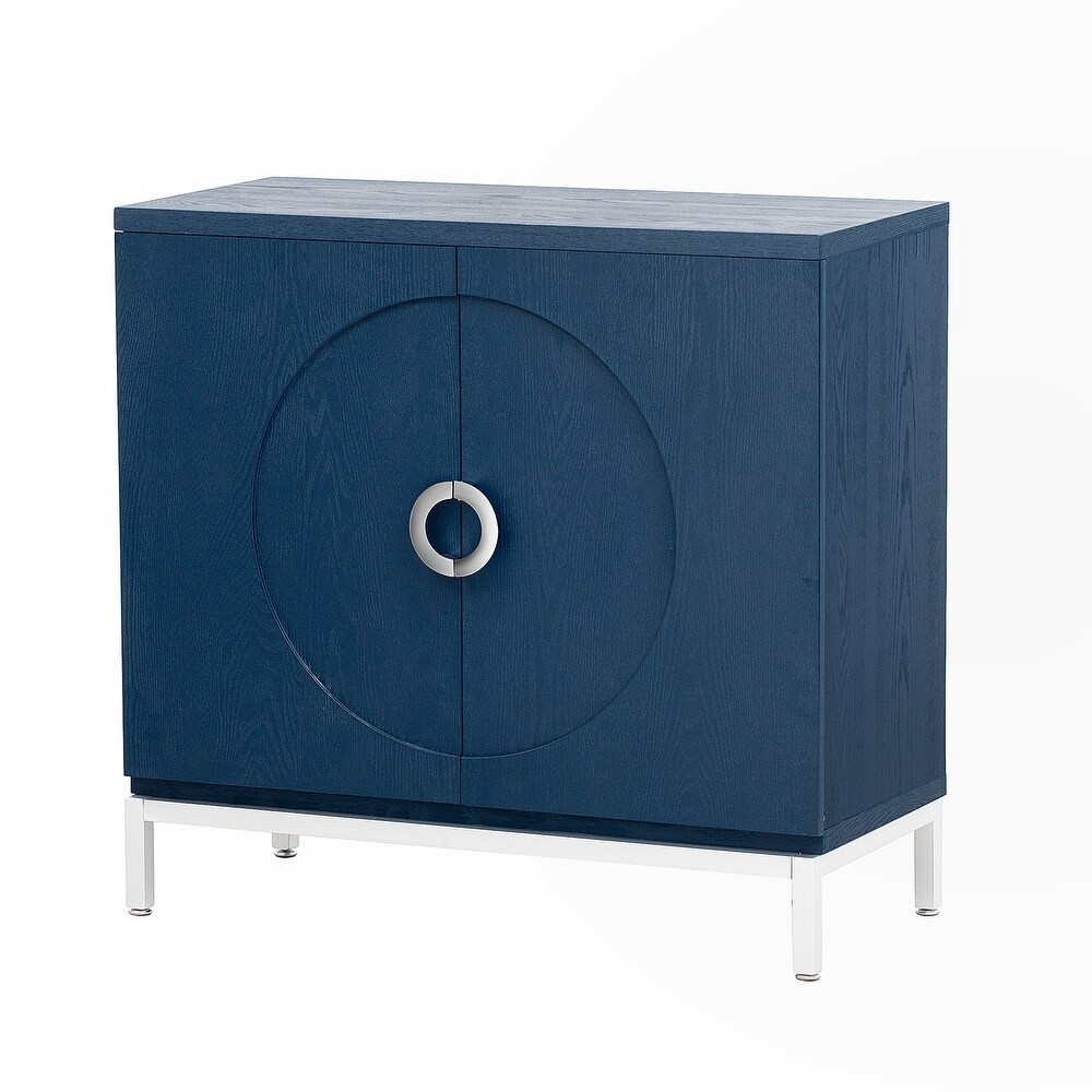 Accent Cabinet with Solid Wood Veneer and Metal Leg Frame