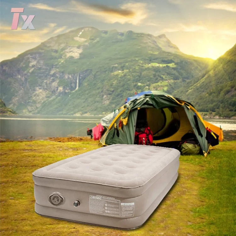 Self inflating Big Size Air Mattress Bed With Built in Rechargeable Pump Portable Inflatable Double Airbed Sleeping Pad