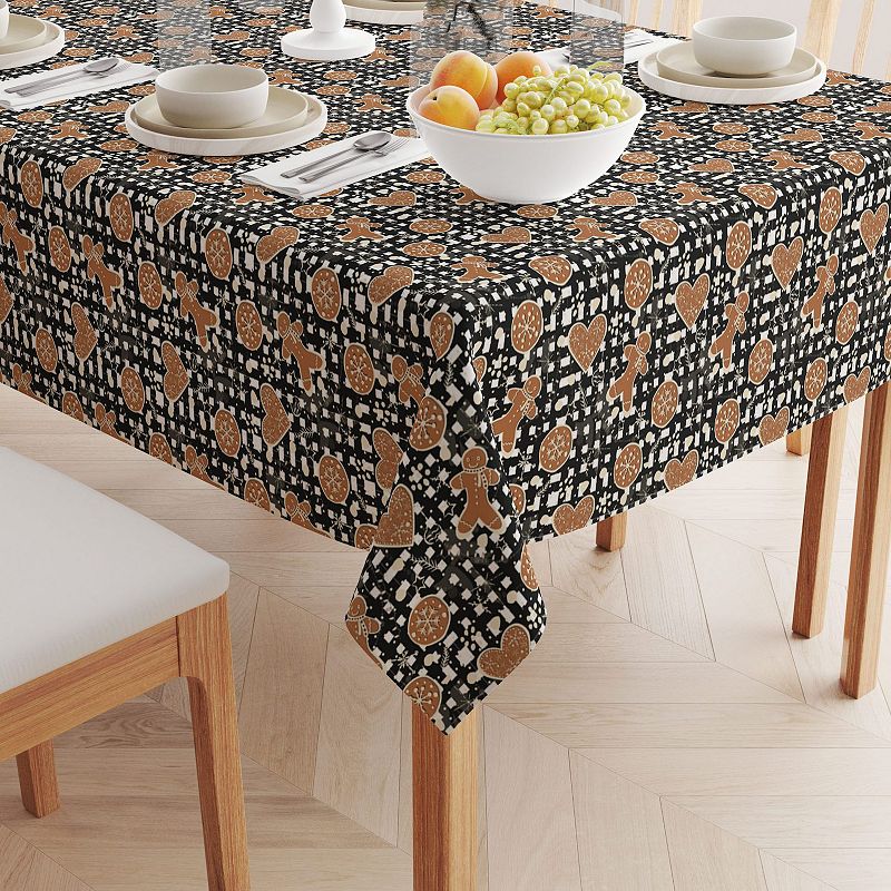 Square Tablecloth， 100% Polyester， 60x60， Gingerbread Plaid