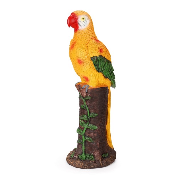 Techko Maid Parrot Yellow Solar Outdoor Garden Statue Decor With Spotlight