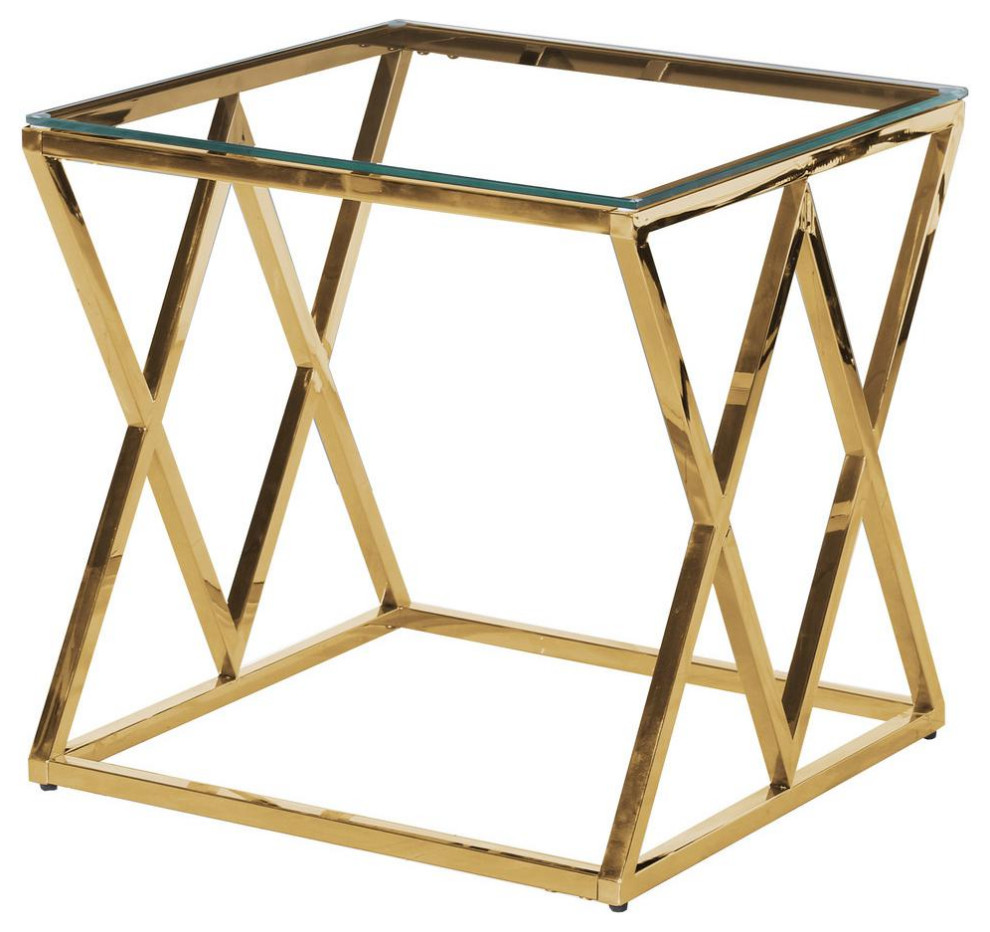 Contemporary Angled Square Clear Glass End Table   Contemporary   Side Tables And End Tables   by Furniture Import  ampExport Inc.  Houzz