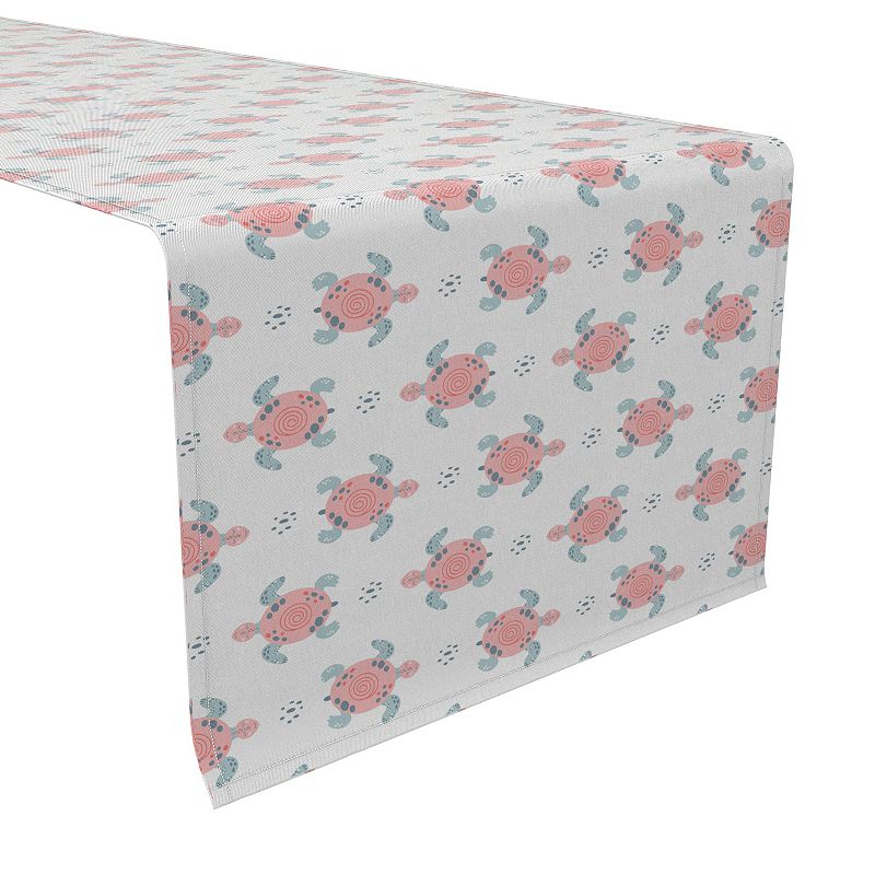 Table Runner， 100% Cotton， 16x72， Pink Sea Turtles Design