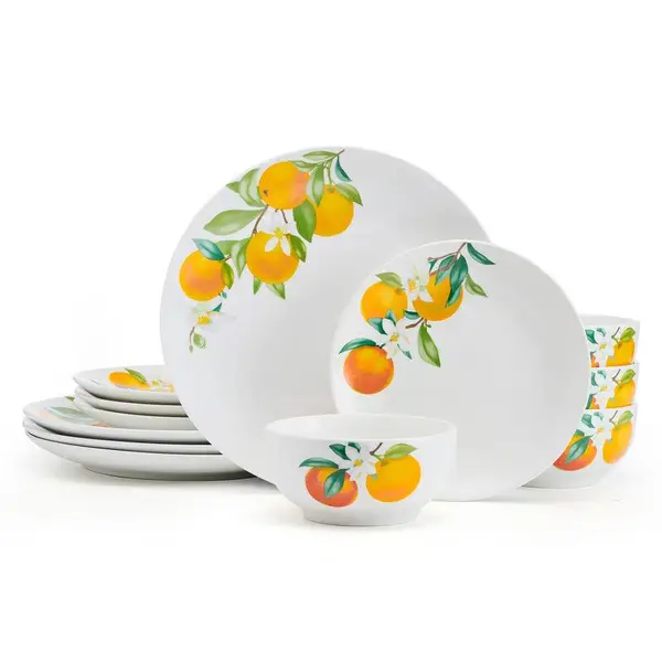 Studio Nova 12 Piece Oranges Porcelain Dinnerware Set