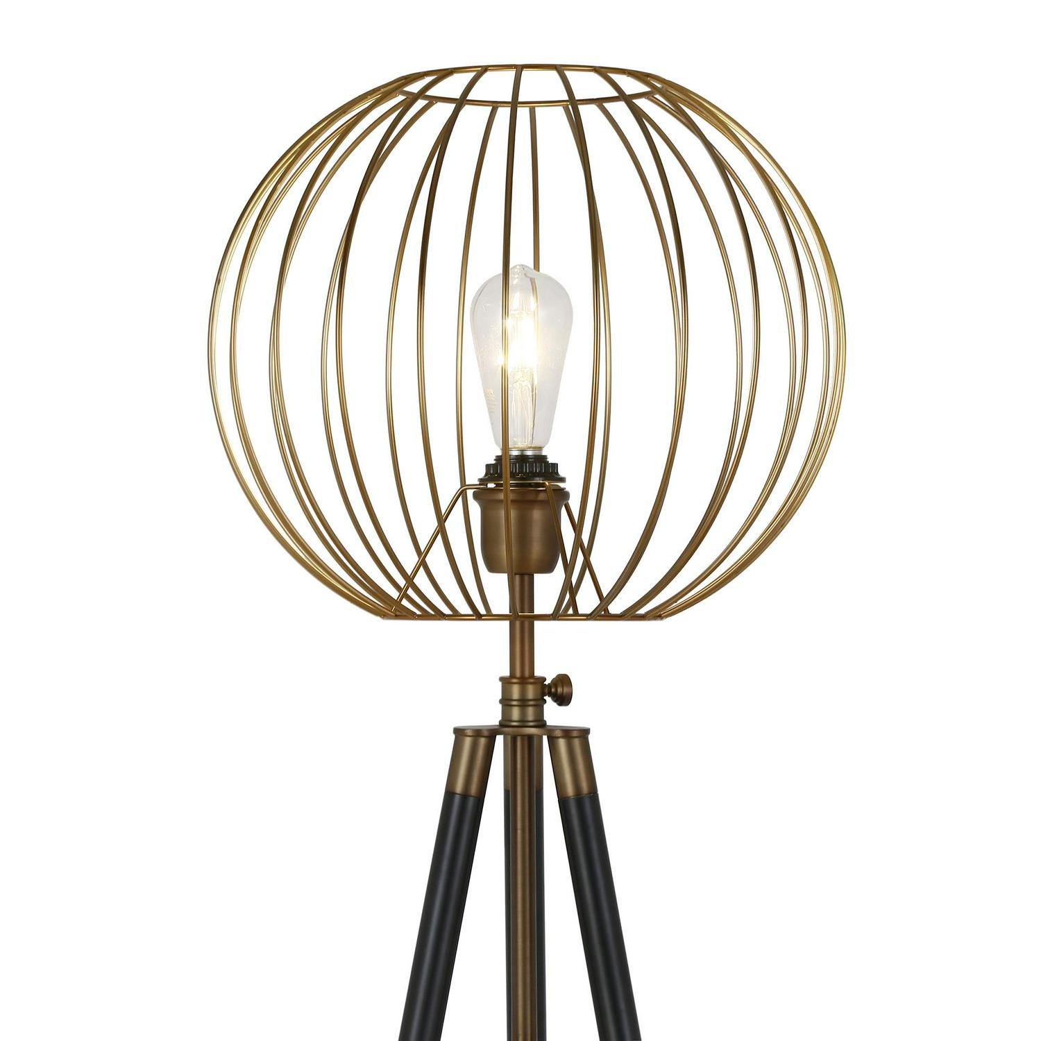 EvelynandZoe Traditional Metal Cage Tripod Floor Lamp