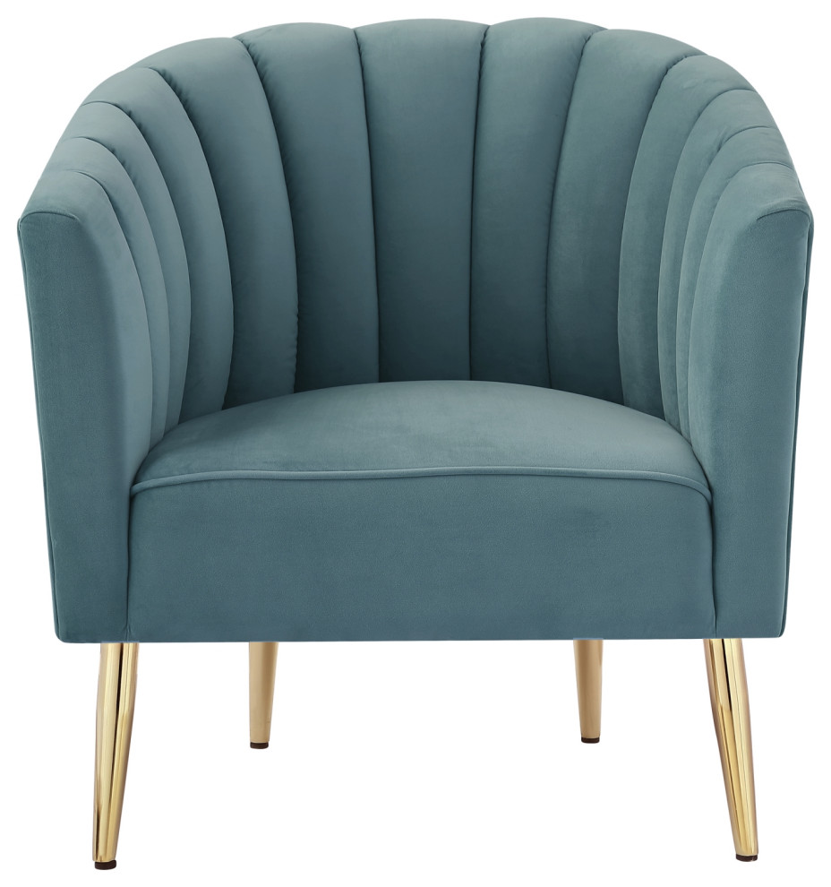 Nicole Miller Bodhi Velvet Accent Chair  Channel Tufted Back   Midcentury   Armchairs And Accent Chairs   by Inspired Home  Houzz