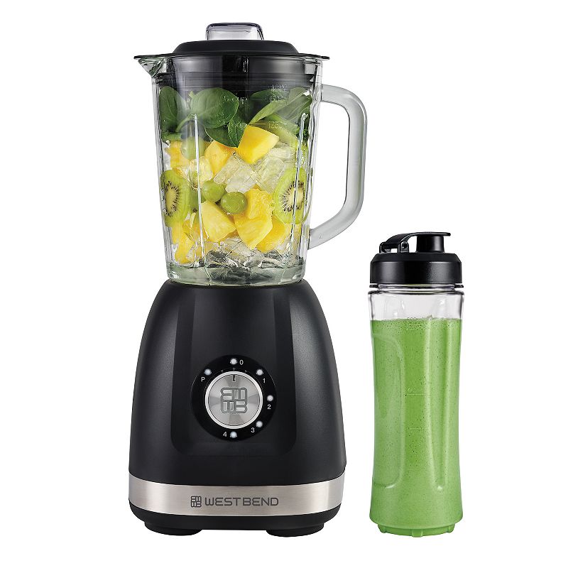 West Bend 48-oz. Multi-Function Glass Jar Blender with Travel Cup