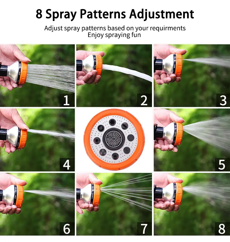 China Factory Supply Garden Hose Soap Sprayer Attachment Nozzle With 8 Spray Mode For Lawn Care