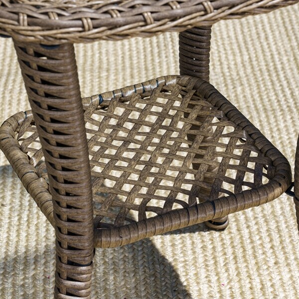 Rio Vista Outdoor Wicker Side Table with Tempered Glass Top