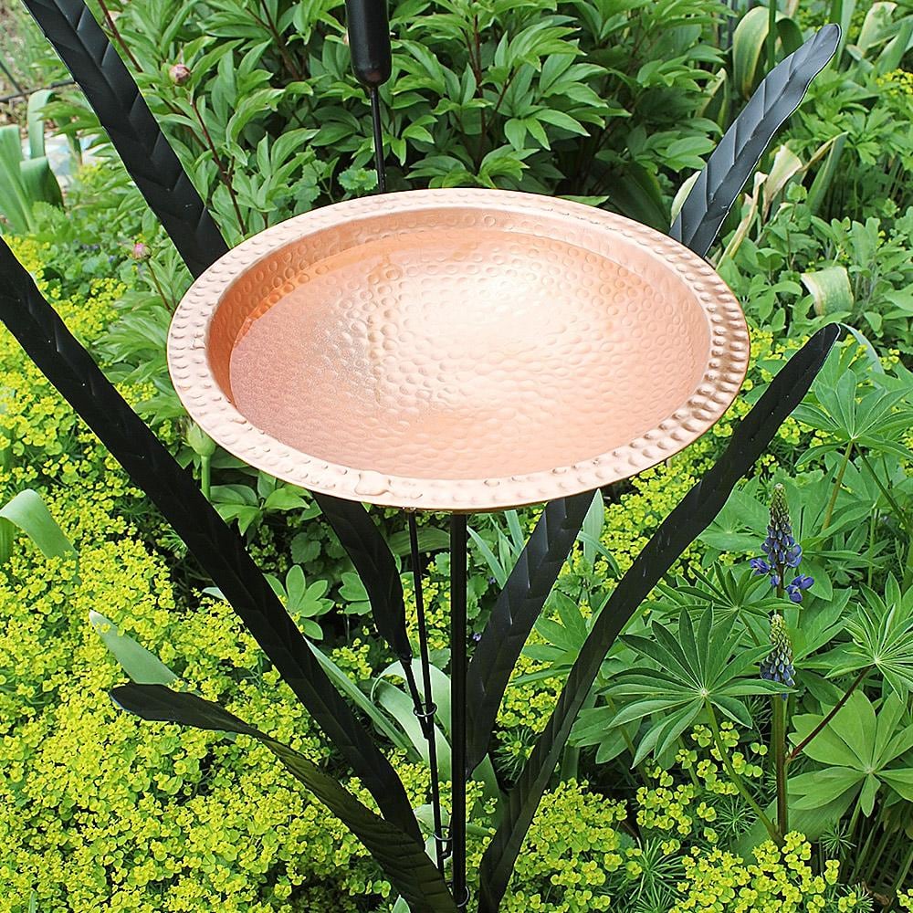 Achla Designs 50 in. Tall Copper Single Cattail Birdbath with 1 Bowl and Stake CTBB-02