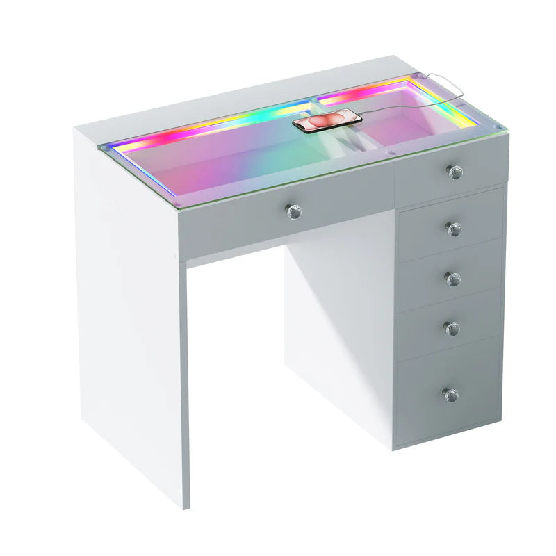 Diana Vanity Desk- 6 Storage Drawers  VNT-VD6 RGB-WHT