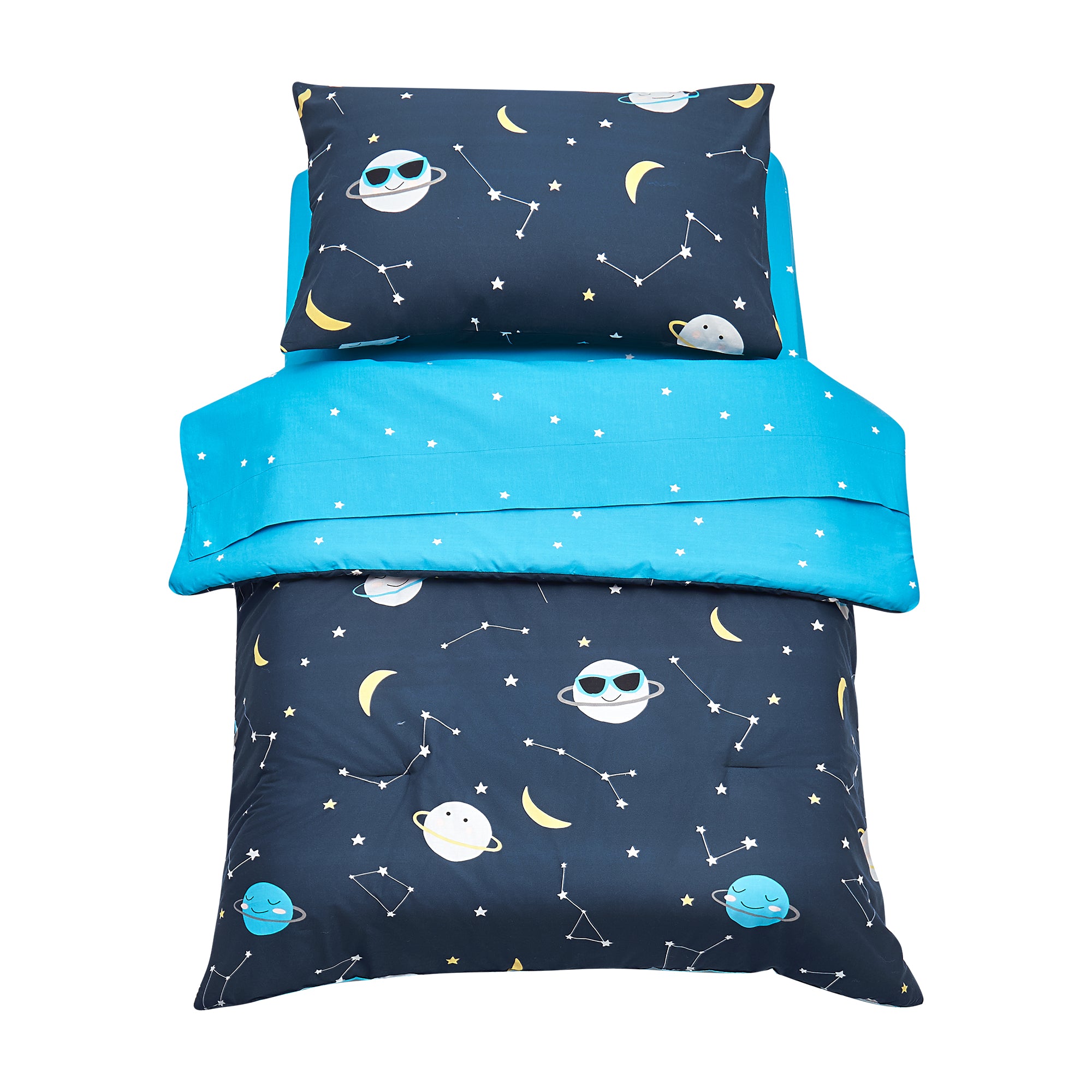 Cool Space Dudes Cotton Toddler Comforter 4 Piece Set