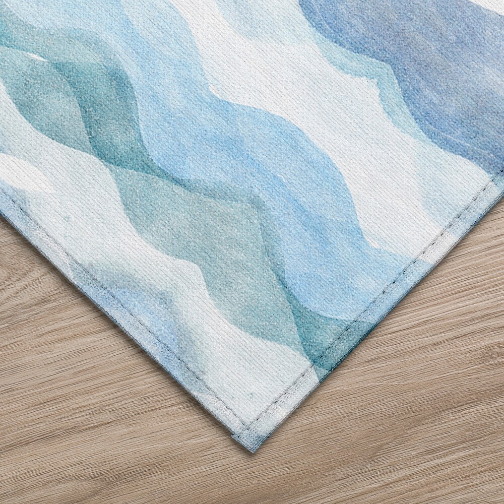 Indoor/ Outdoor Surfside Ombre Wave Washable Rug New