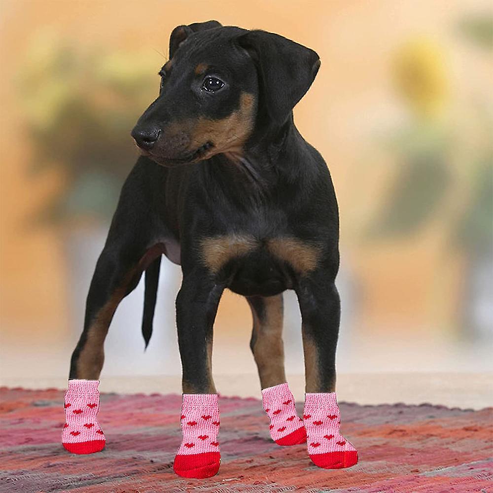 Anti-slip Dog Socks For Hardwood Floors， Pet Paw Protection For Injured Paw， Indoor Wear-red