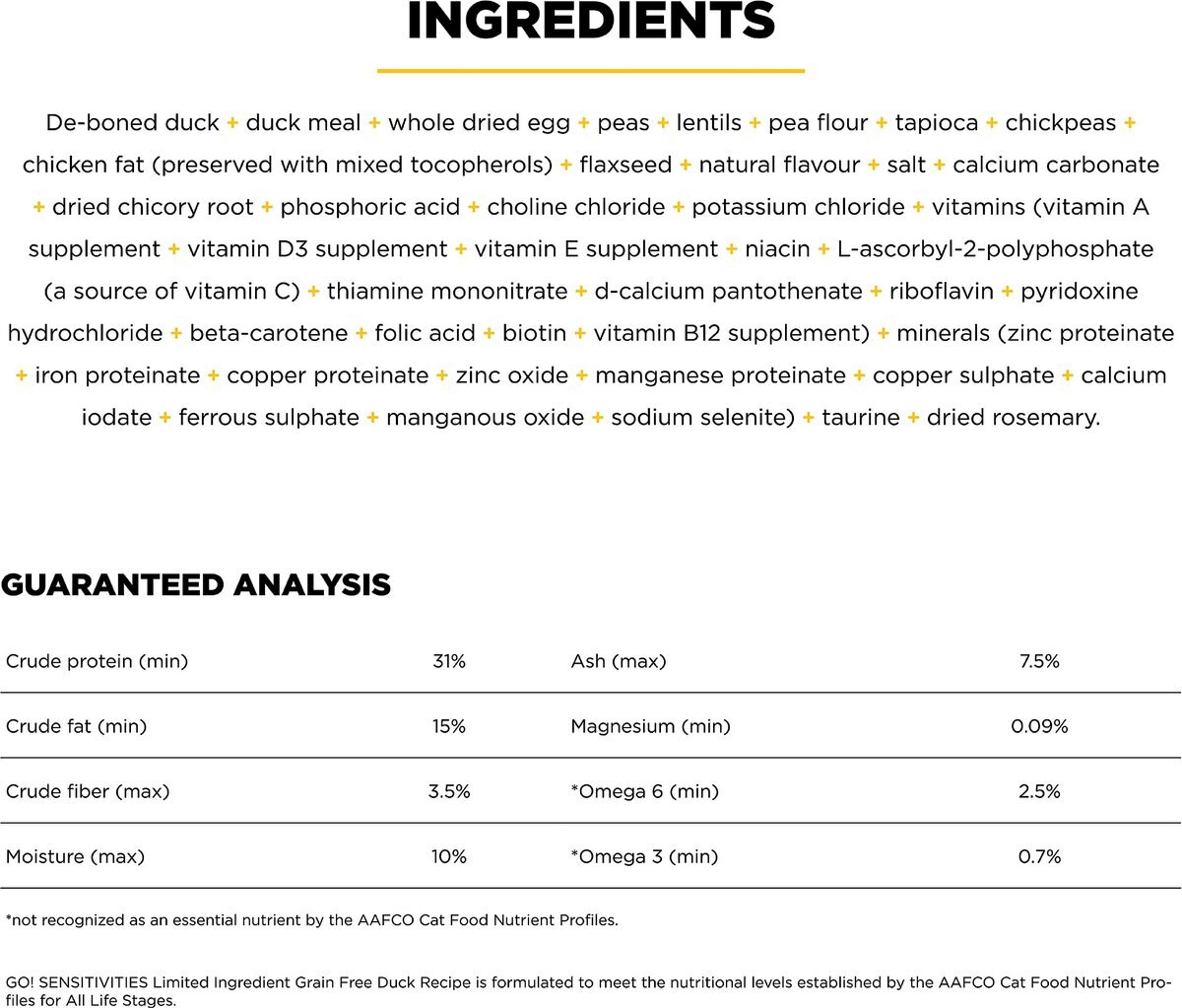 Go! SENSITIVITIES Limited Ingredient Duck Grain-Free Dry Cat Food