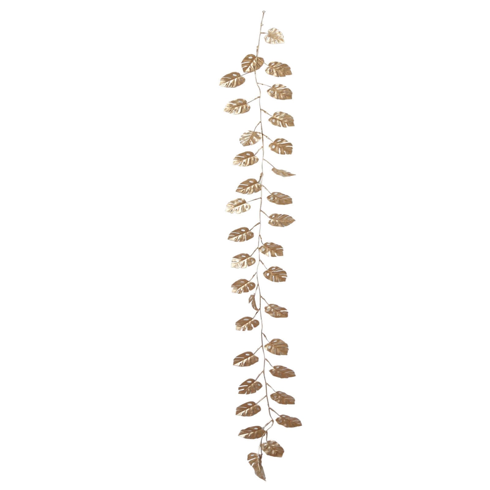 Metallic Gold Artificial Monstera Leaf Table Garland Plant, Faux Tropical Jungle Hanging Vine 7ft