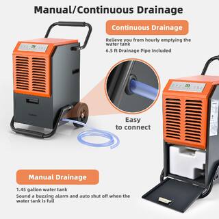 Costway 140-Pint Portable Commercial Dehumidifier with Water Tank and Drainage Pipe for Basement ES10111US-GR