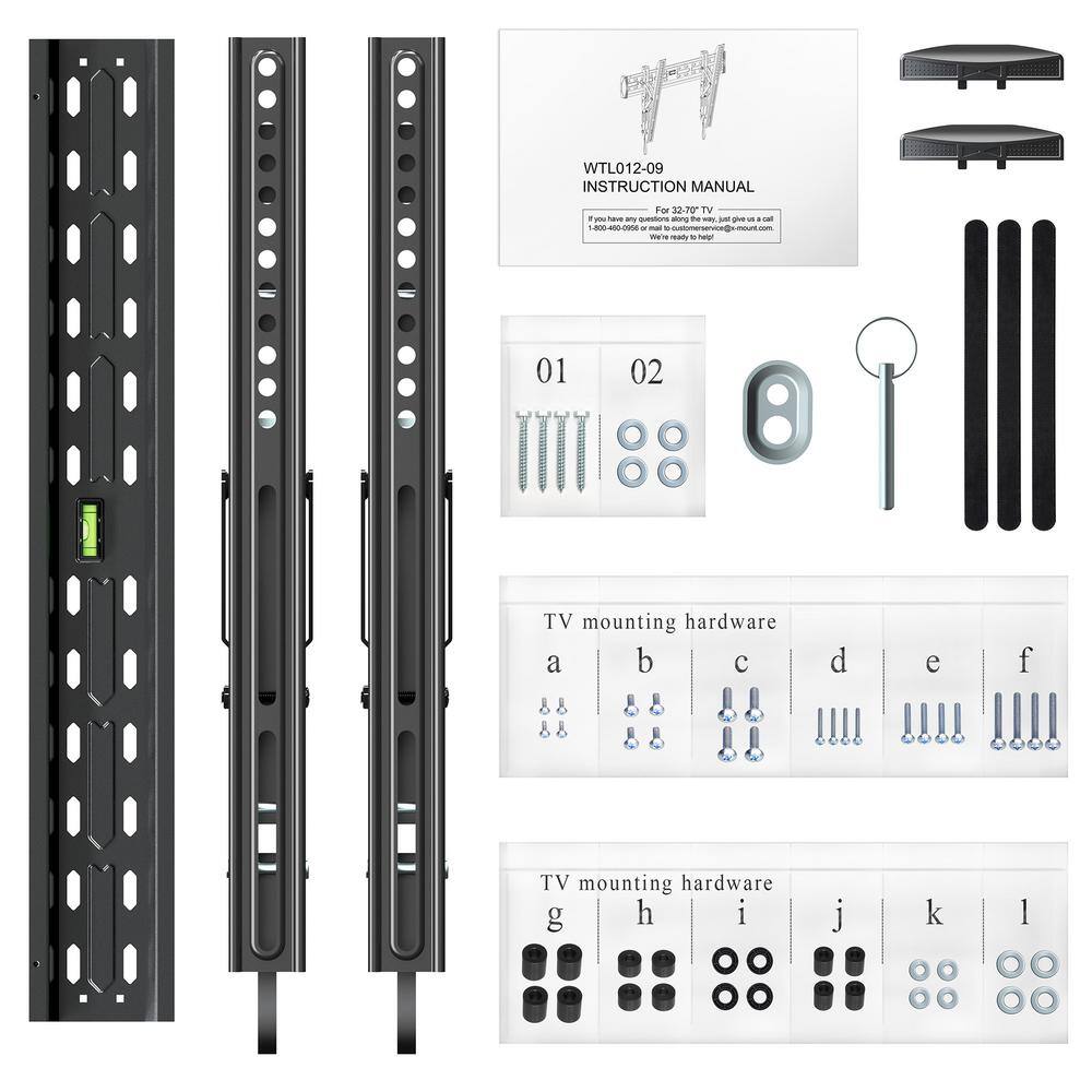 USX MOUNT Tilt TV Wall Mount Bracket for Most 32 in.-70 in. TVs TV Mount with VESA up to 600 mm x 400 mm. WTL012-09