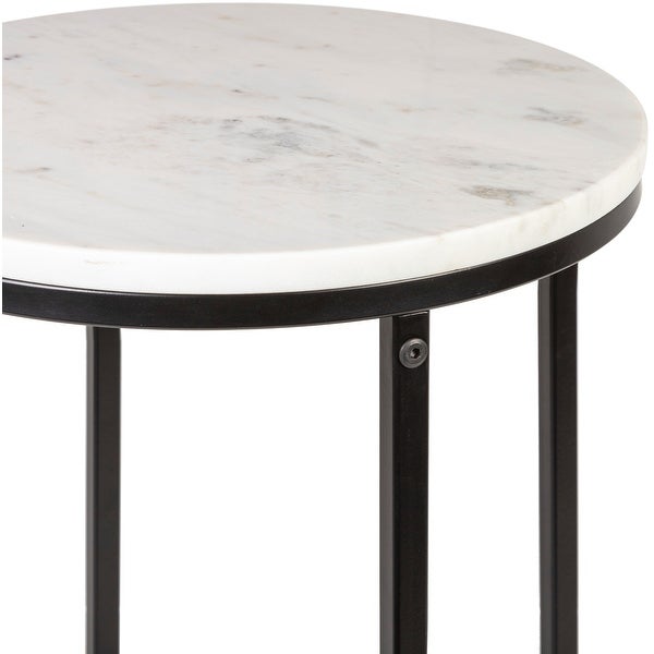 Zarna Modern Round Mixed Material Frame End Table - 24