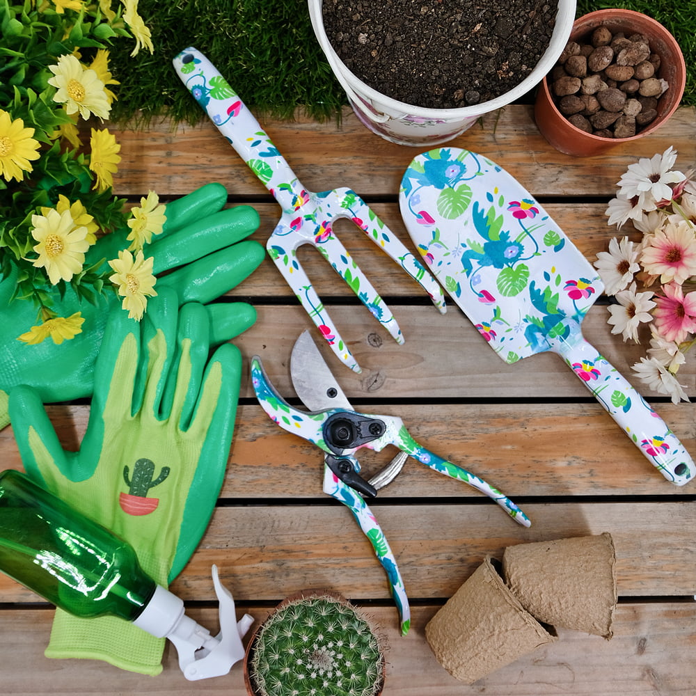 Hortem Garden Tools Set Women, Christmas Gardening Gifts Ladies, Aluminum Hand Tools, Pruner and Garden Belt Bags with Floral Package