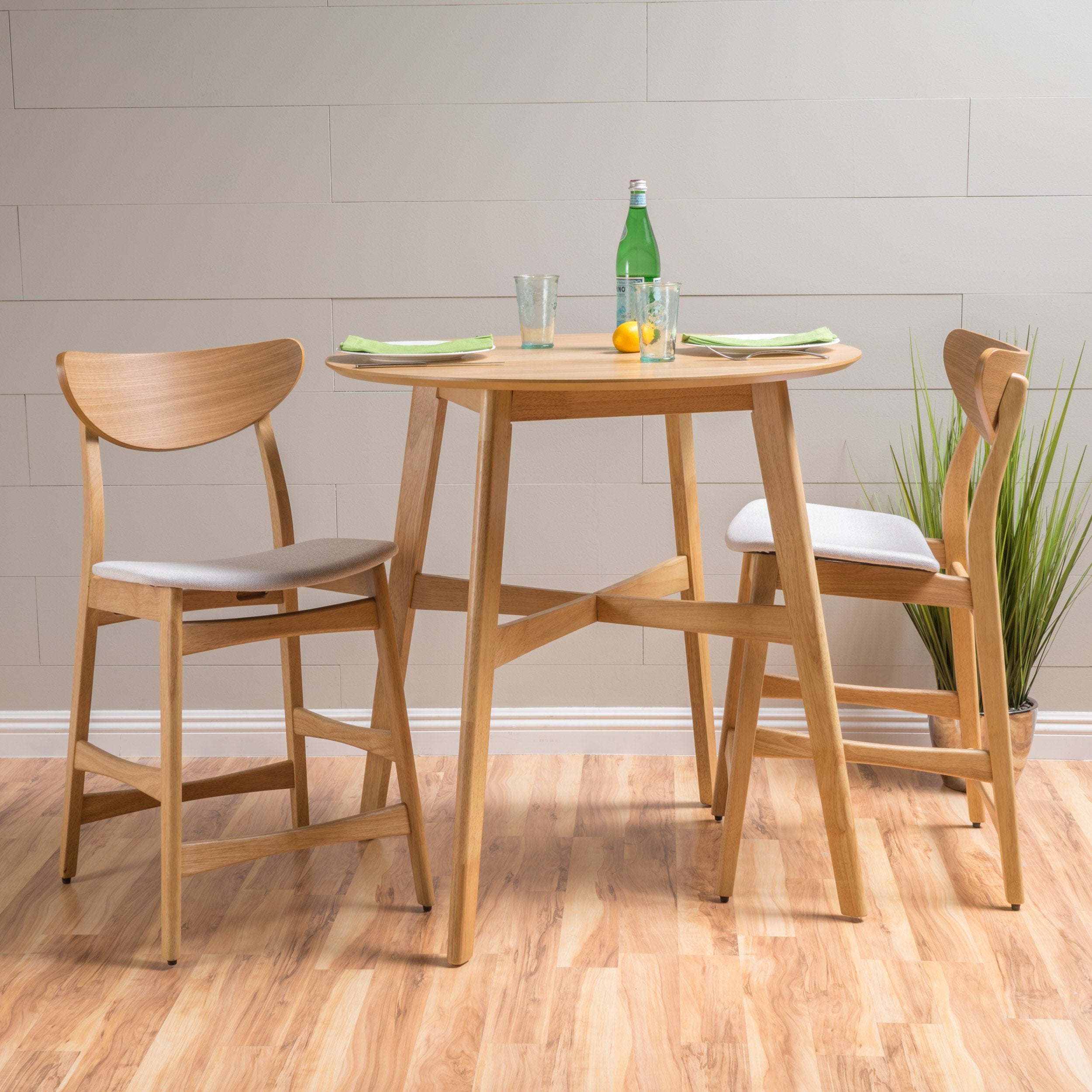 Helen Dark Fabric/ Wood Finish Counter Height Dining Set