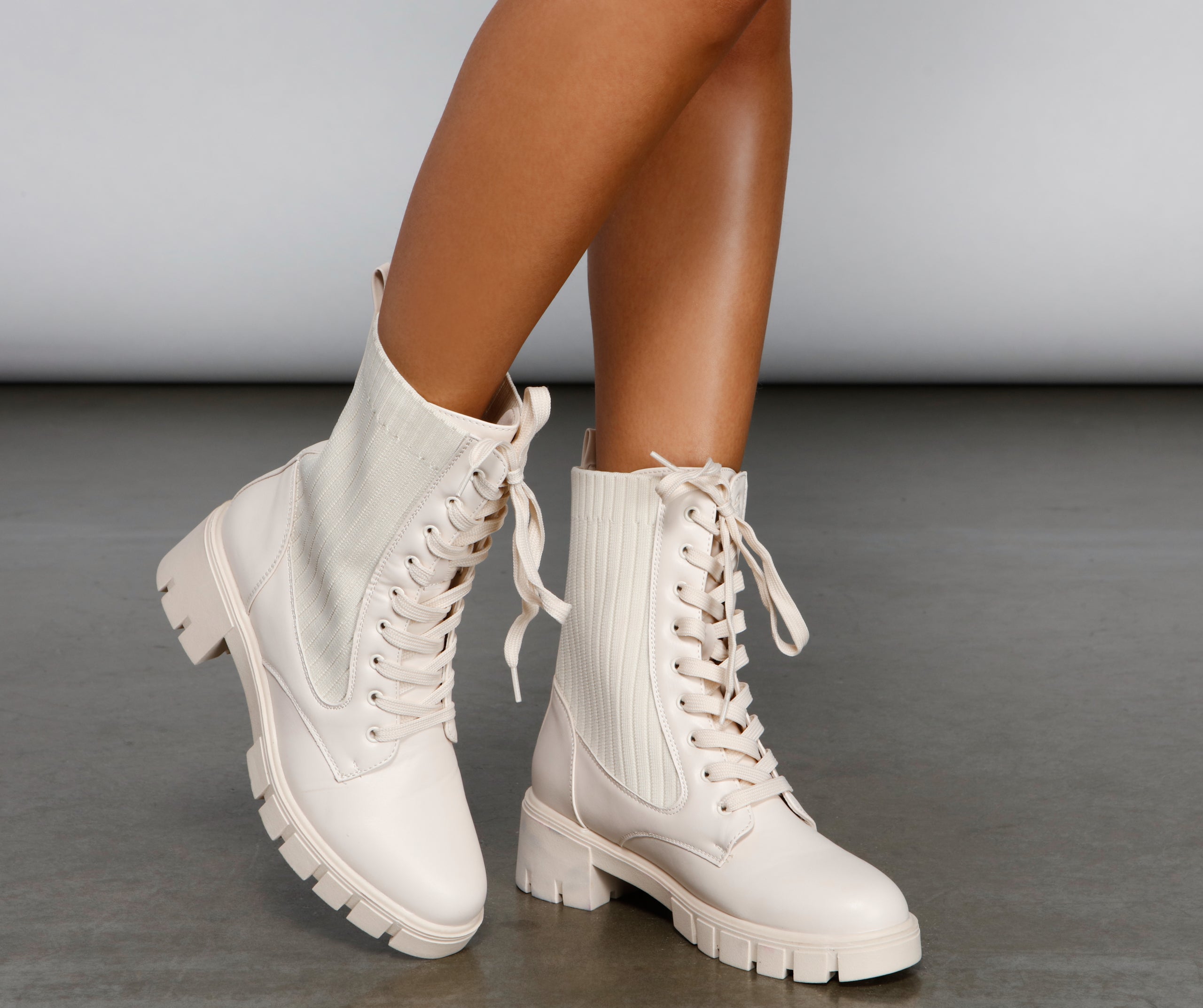 Trendy Moves Lace-Up Sock Booties