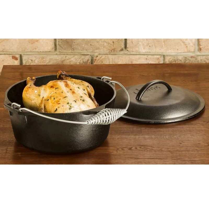 Lodge L8DOL3 Cast Iron Dutch Oven with Dual Handles， Pre-Seasoned， 5-Quart