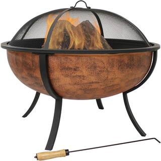 Sunnydaze Decor 25.75 in. Copper Raised Outdoor Fire Pit Bowl with Spark Screen NB-550