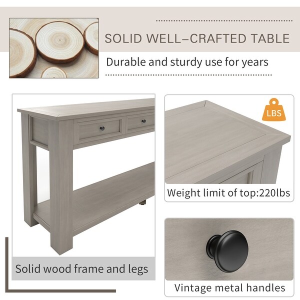 Solid Well - Crafted Table Console Table for Entryway Hallway Sofa Table with Storage Drawers and Bottom Shelf