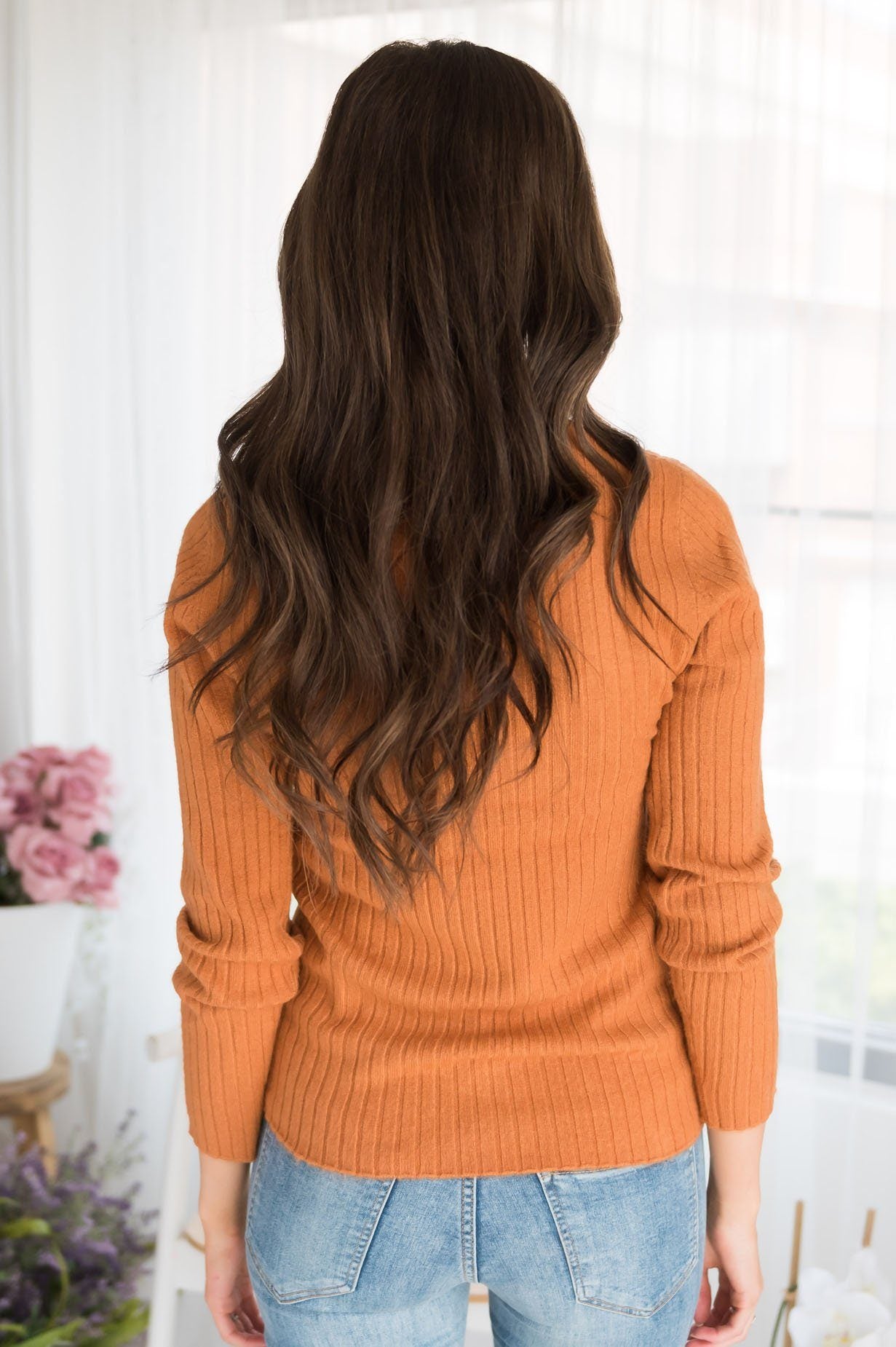 Autumn Daydreaming Modest Ribbed Sweater