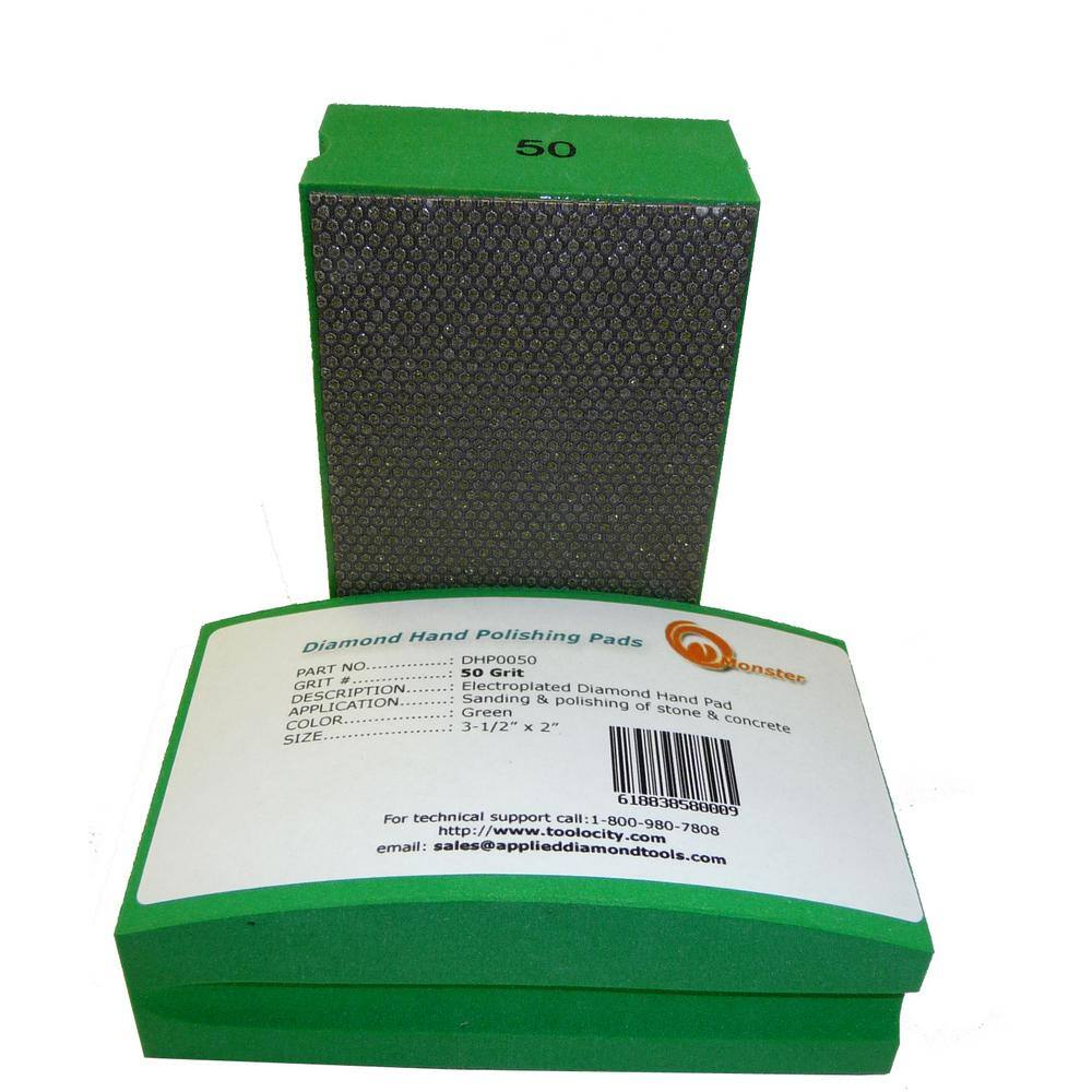 Monster 50-Grit Diamond Hand Polishing Pads Block Type DHP0050