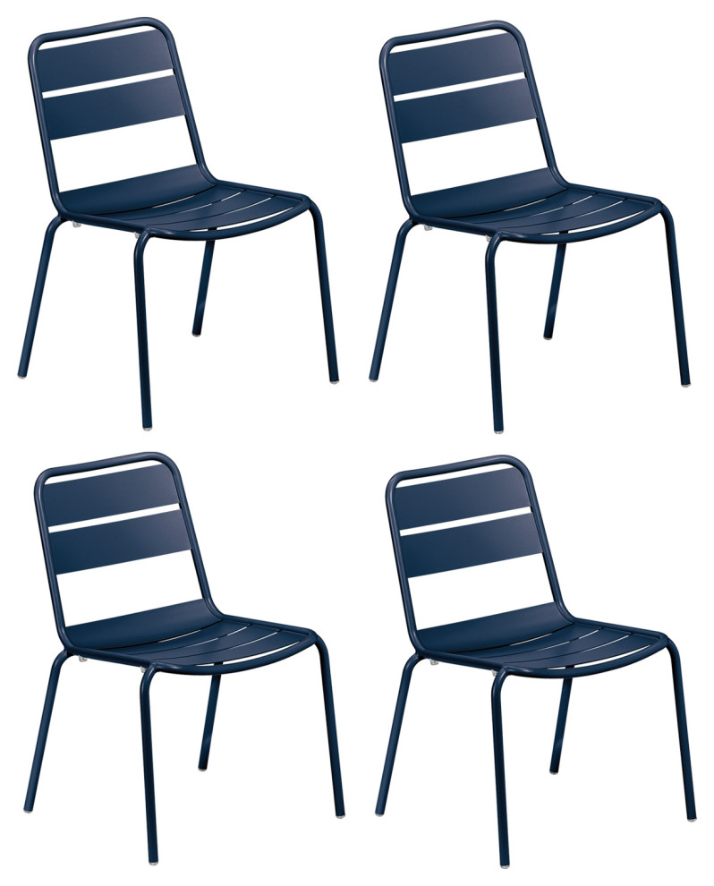 Kapri Side Chair  Prussian Powder Coated Aluminum  Set of 4   Contemporary   Outdoor Dining Chairs   by Oxford Garden  Houzz