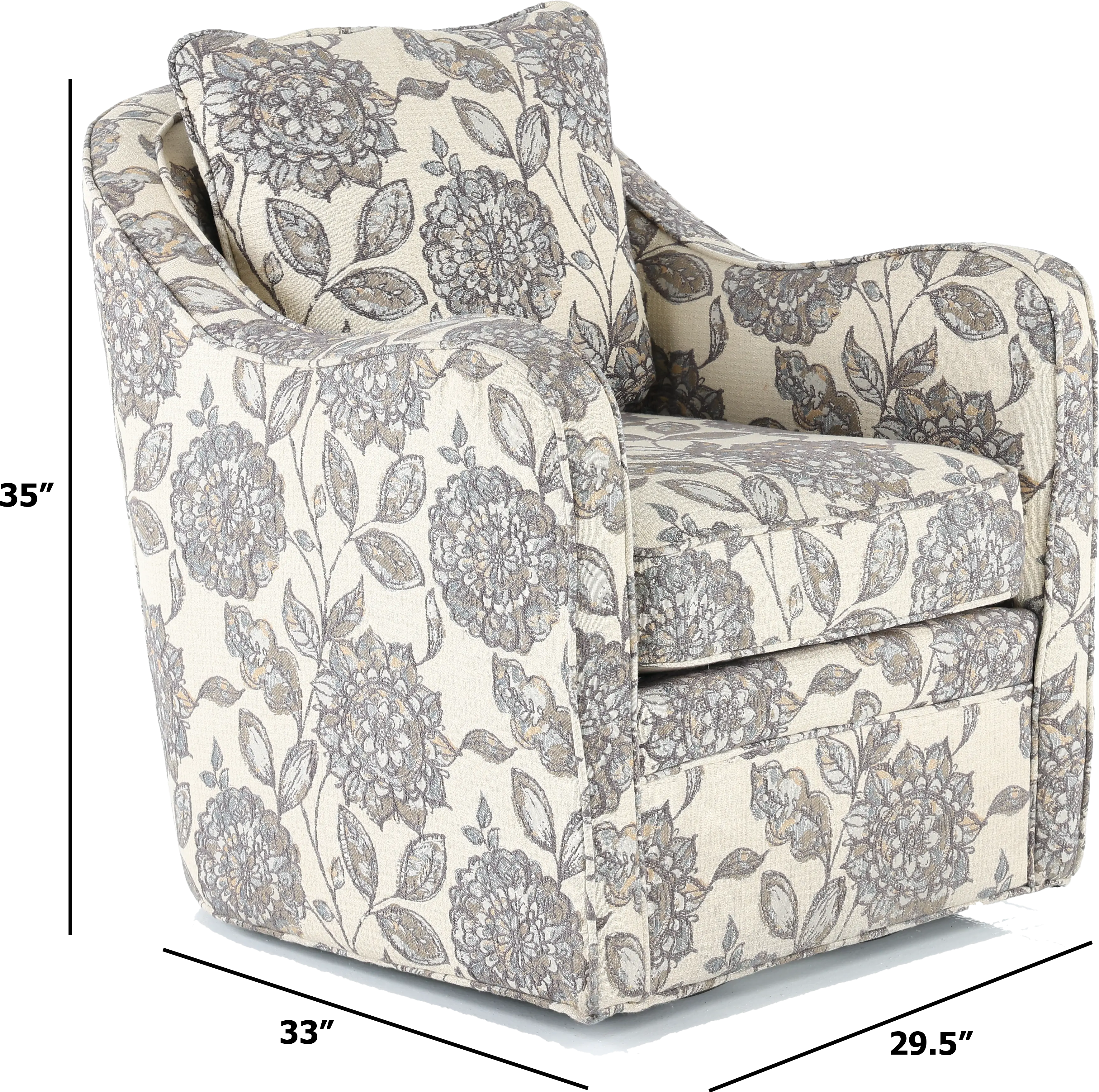 Brianne Ivory Floral Swivel Accent Chair