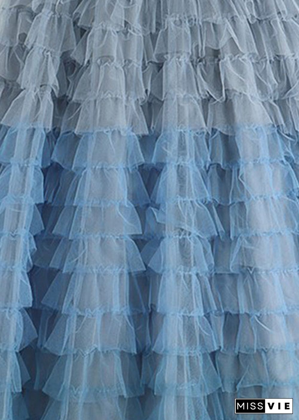 Beautiful Blue High Waist Patchwork Tulle A Line Skirts Summer