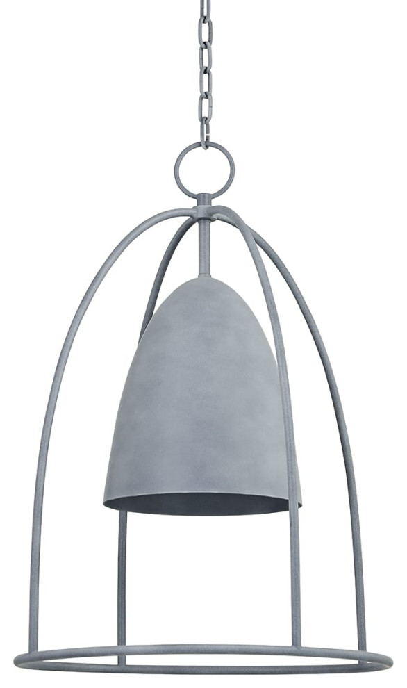 Wisteria 1 Light Large Exterior Lantern  Weathered Zinc   Industrial   Outdoor Hanging Lights   by The Lighthouse  Houzz