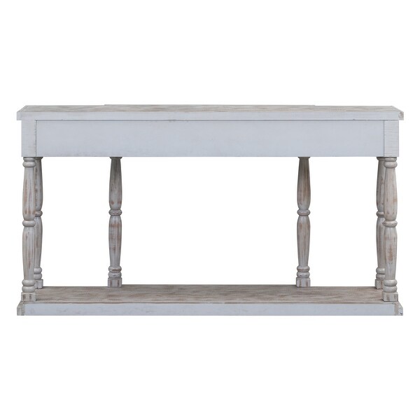 Retro Senior Console Table for Hallway Living Room Bedroom with 4 Front Facing Storage Drawers and 1 Shelf