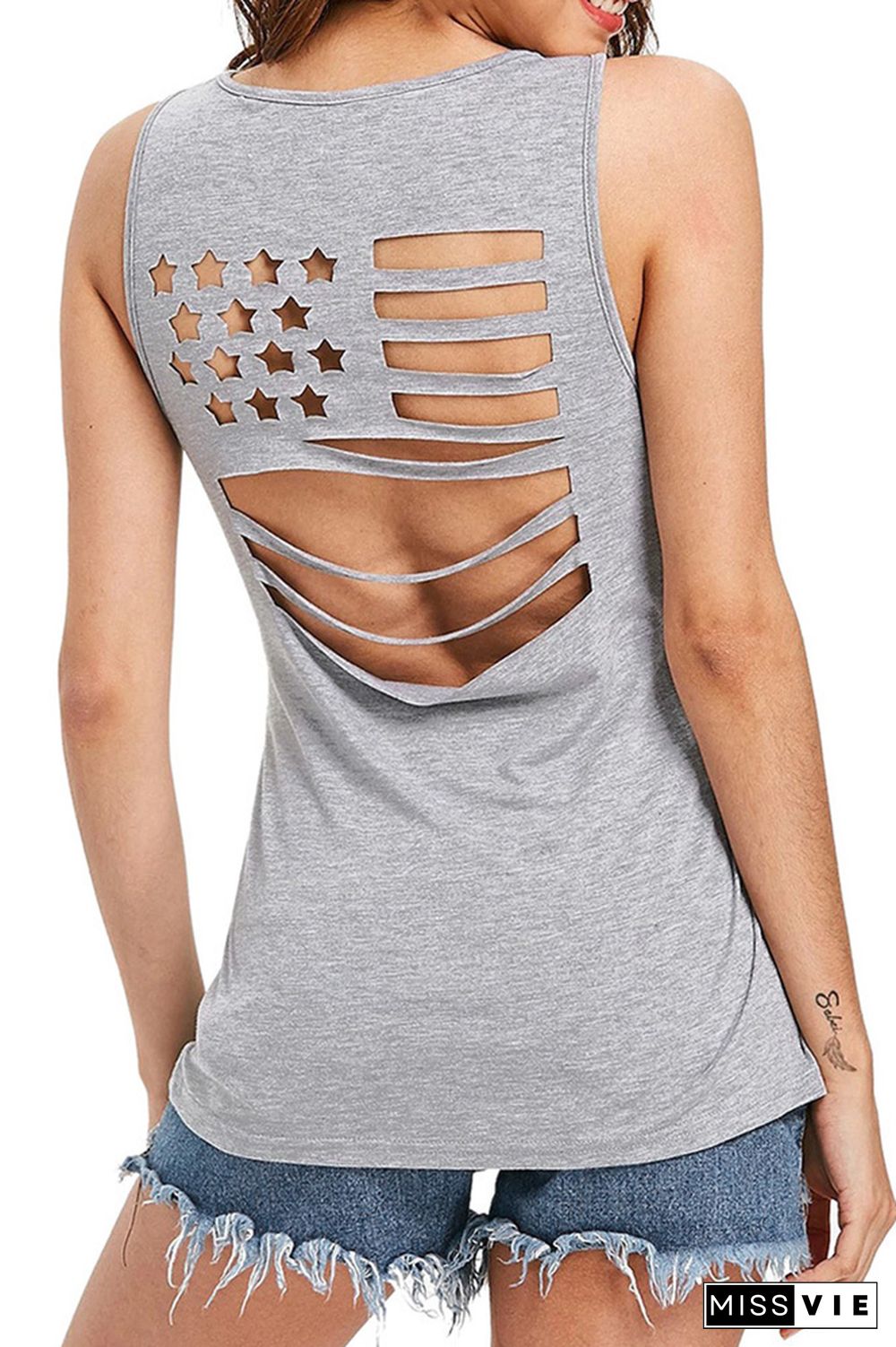 Amercian Flag Hollow-out Tank Top