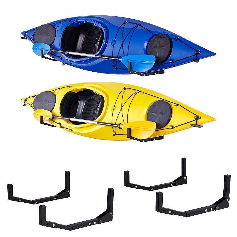 RaxGo Kayak Wall Hanger， Heavy Duty Wall Mounted Kayak Storage Rack - 2 Pairs