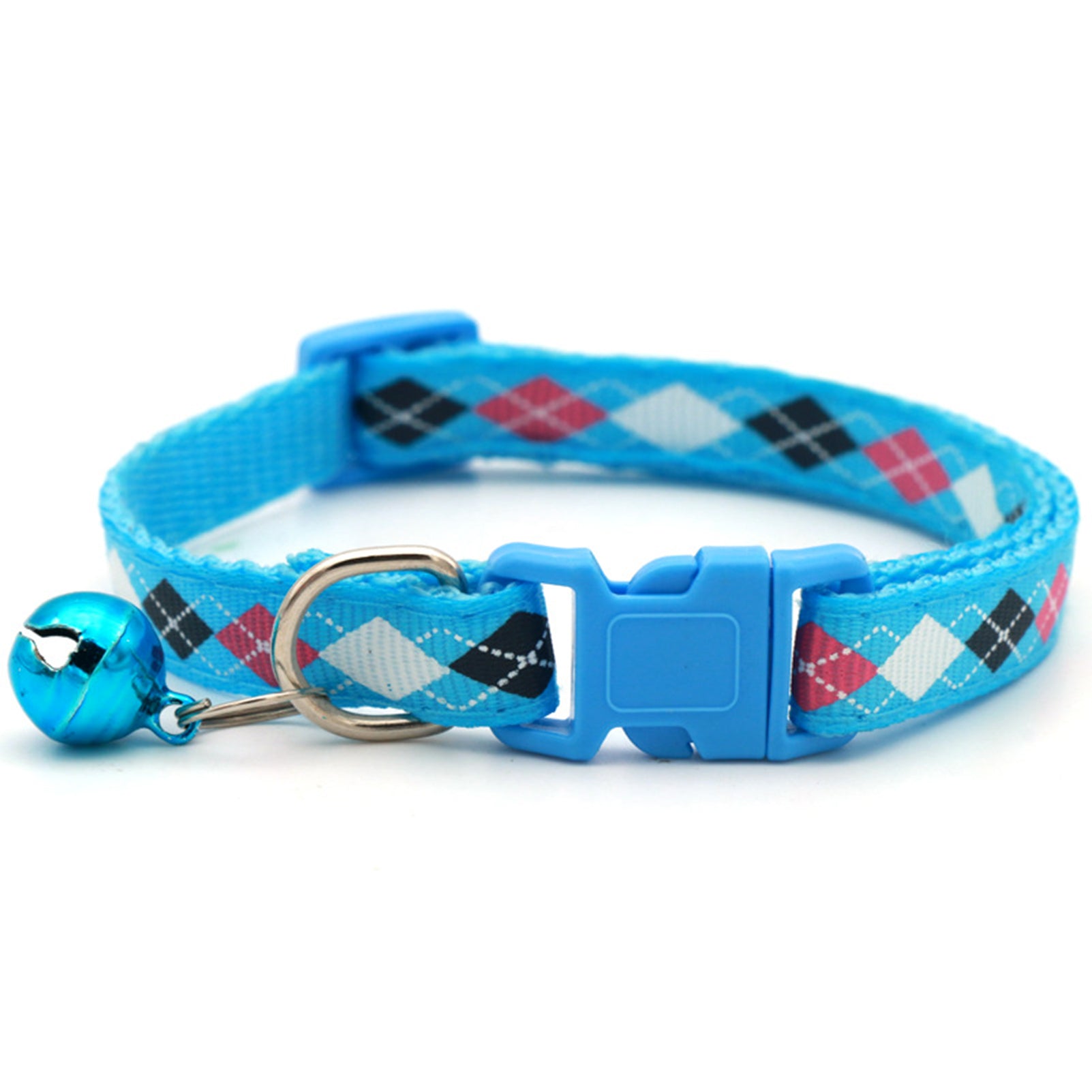 CHBORLESS 3 Pcs Nylon Reflective Cat Collar with Bell Adjustable Kitten Puppy Collars，Sky Blue