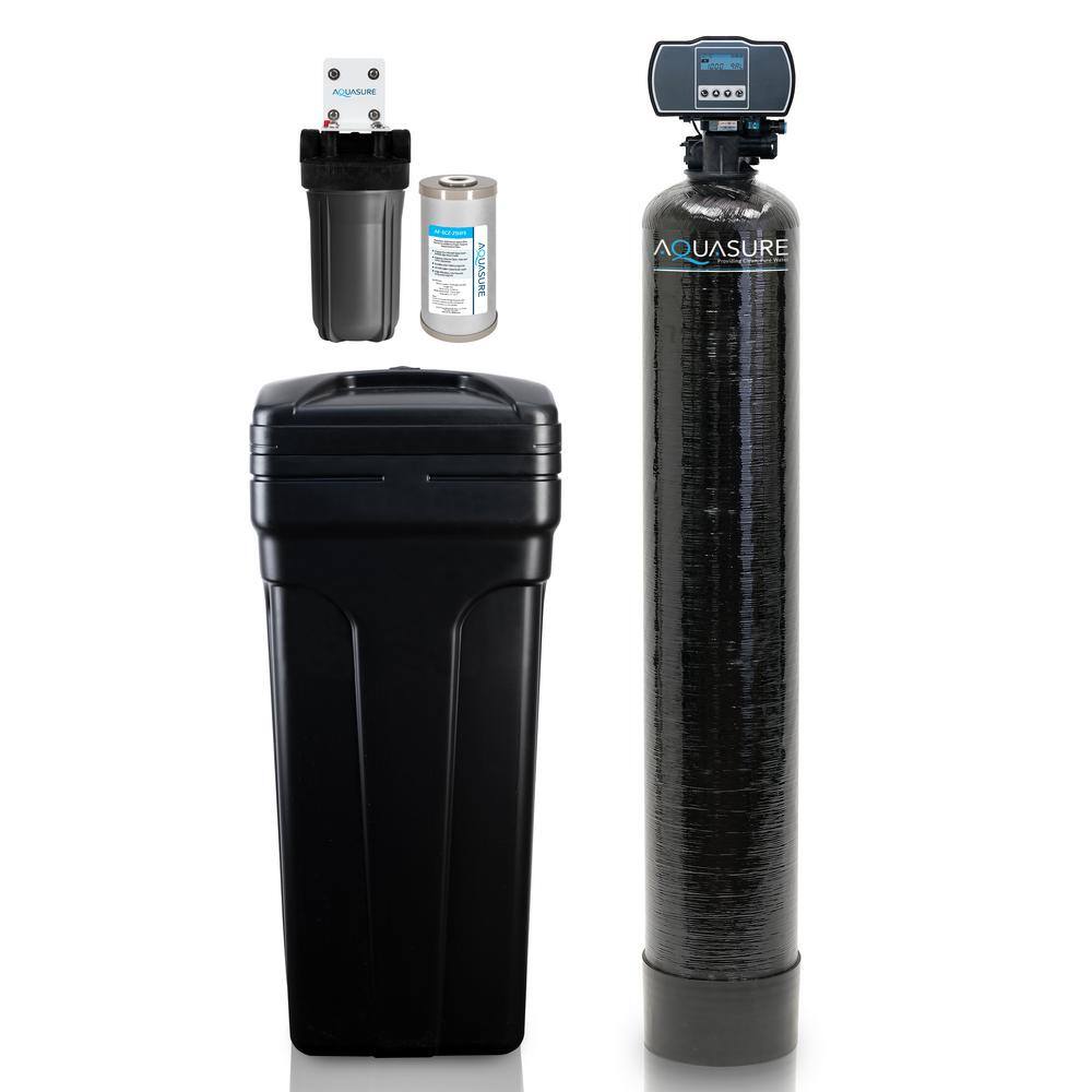 AQUASURE Harmony Series 48000 Grain Electronic Metered Water Softener with Sediment and Carbon Pre-Filter AS-HS48SCP