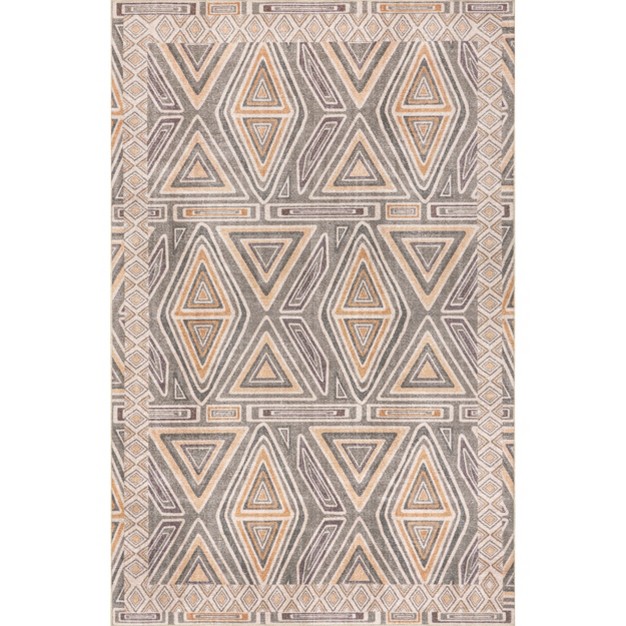 Nuloom Greer Geometric Bordered Machine Washable Area Rug