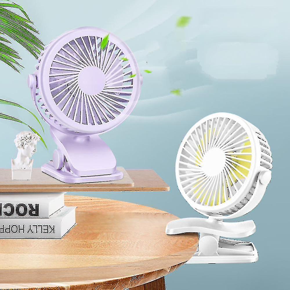 Portable Mini Desk Fan， 3-speed Usb Personal Cooling Fan With 360 Rotation， Usb Cable And Battery For Home， Office， Gym， Fishing， Campingle -purple