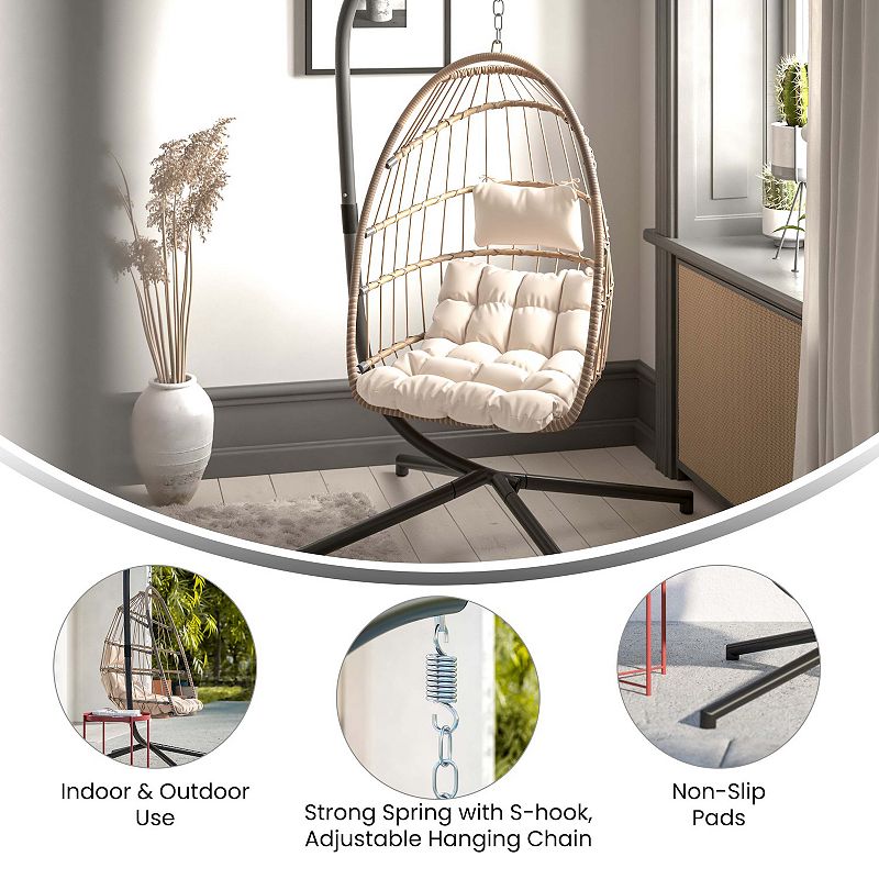 Flash Furniture Cleo Patio Hanging Egg Chair